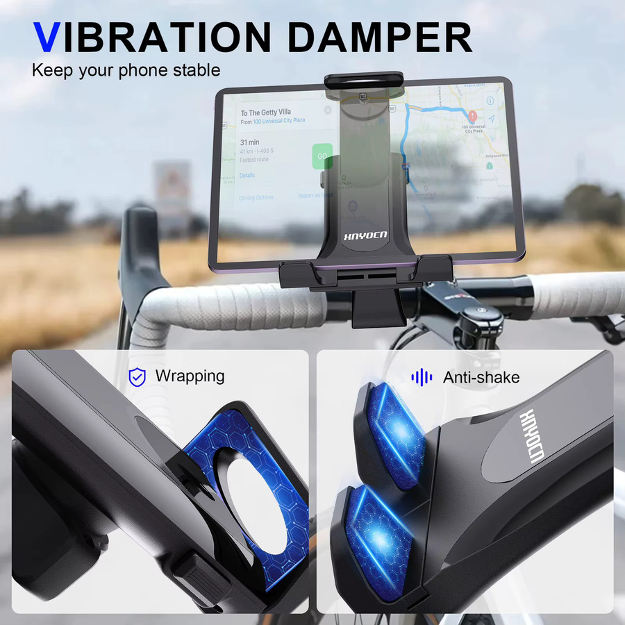 xnyocn Fahrrad-Tablet-Halterung in Schwarz für Lenker, Laufband und Indoor-Fitness, passend für Tablets und Handys von 4 bis 12 Zoll sowie iPad - Bild 2