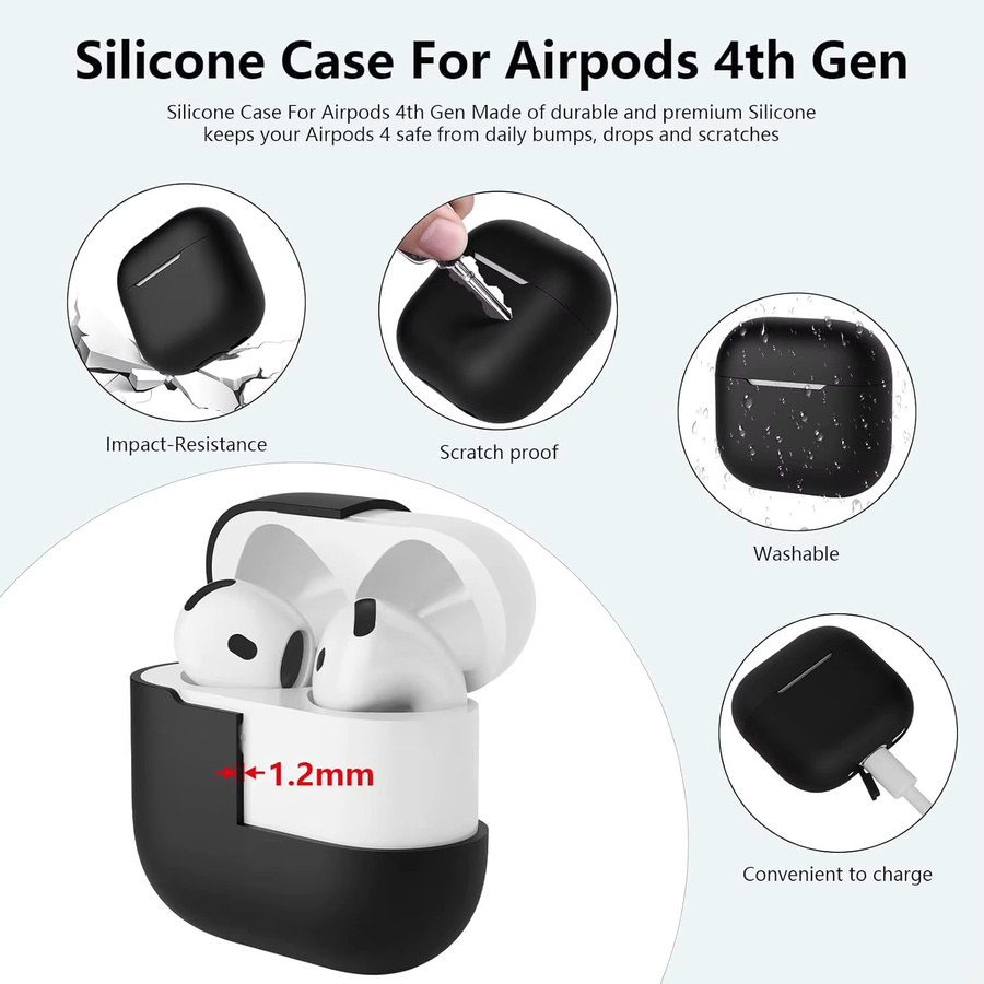 Silikon Schutzhülle für Apple AirPods 4 (2024) in Schwarz - Bild 5