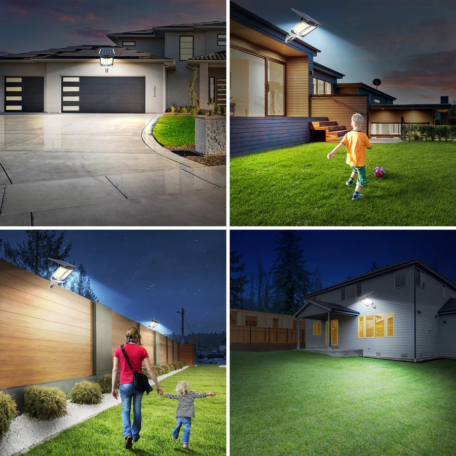 Intelamp Solar-Flutlichtlampe für den Außenbereich in Schwarz mit 3000 lm, 12500 mAh und Dual-Bewegungssensor - Bild 2