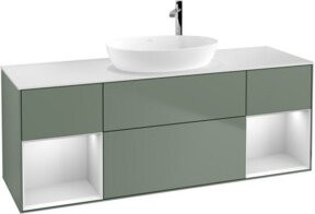 V&B Waschtischunterschrank Finion mit Wandbeleuchtung, Farbe Weiß lackiert, Breite: 160 cm, Tiefe: 50,1 cm, Höhe: 50,1 cm - Bild 1