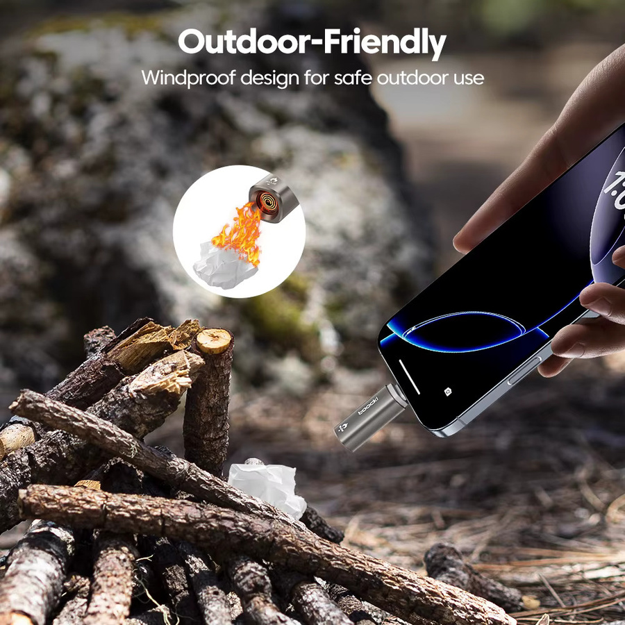 Toocki Mini-USB-C-Feuerzeug mit Wolframdrahtheizung, windfest und flammenlos, inklusive Umhängeband für Camping und Outdoor - Bild 5