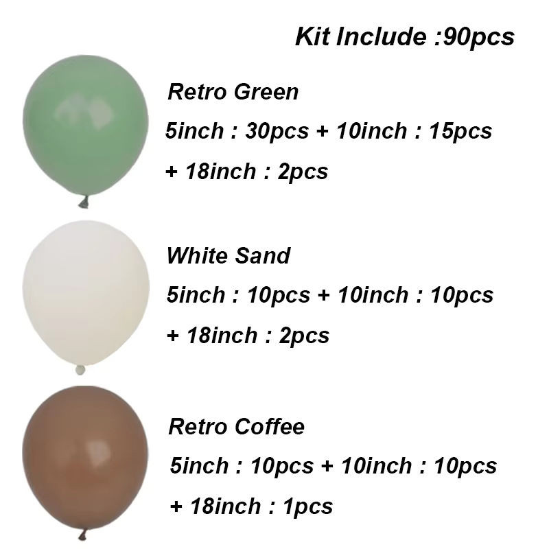 Ballon Girlande Bogen Kit in Beige, Braun und Grün zur Dekoration für Geburtstag, Hochzeit, Babyparty oder Taufe - Bild 1