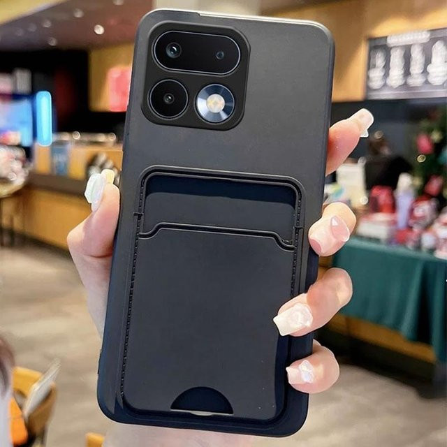 Silikon Schutzhülle mit Kartensteckplatz und Kameraschutz für Realme 16 Pro Plus 5G in Grau - Bild 1