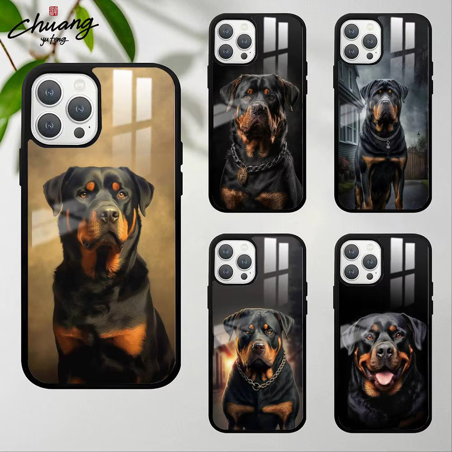 R-rottweiler Hund Handyhülle mit Glasstruktur für Apple iPhone 11 12 13 14 15 16 Pro Max Plus in Multicolour - Bild 2