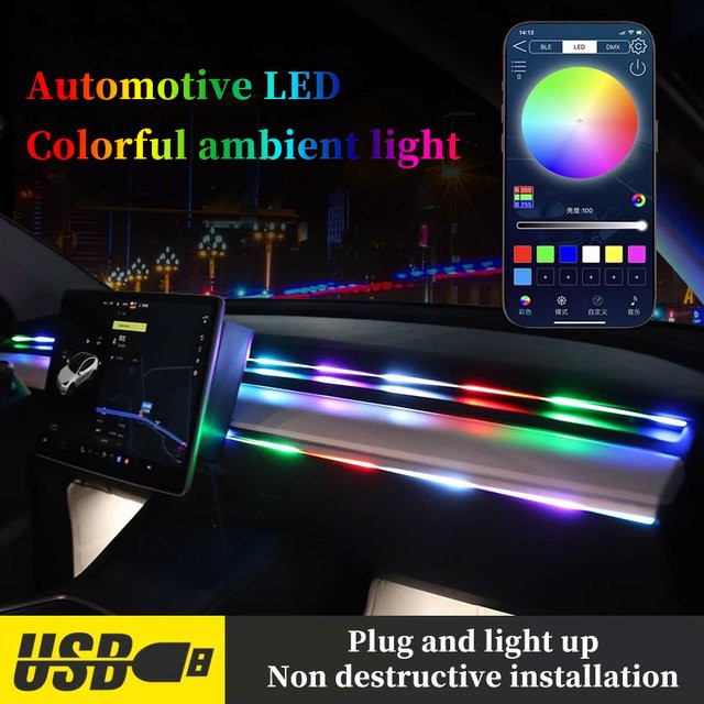Bunte RGB LED Musik Rhythmus Atmosphäre Beleuchtung für die Auto Mittelkonsole mit USB-Anschluss - Bild 1