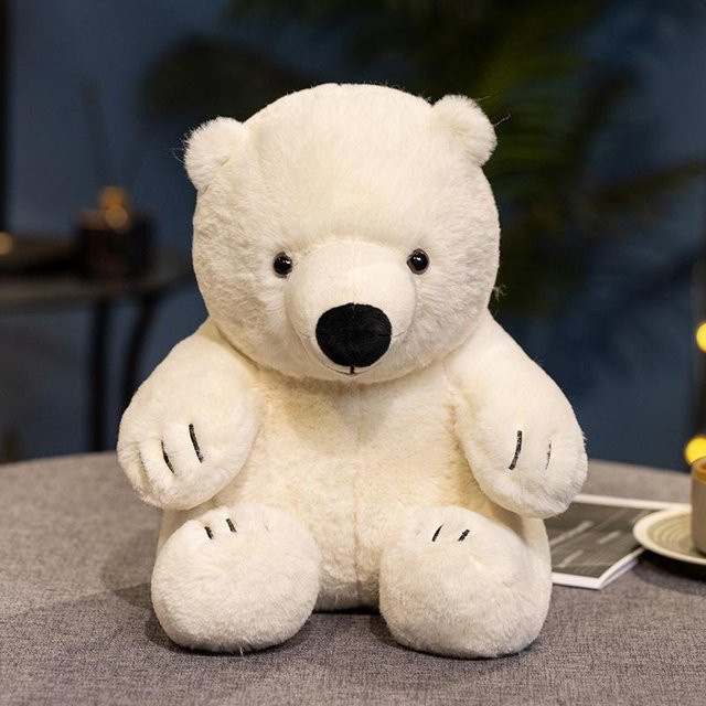 Eisbärpuppe, Plüschtier, weiß, sitzender Bär, 30cm - Bild 1