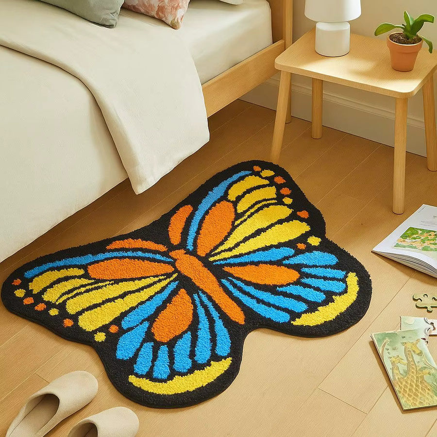 VIKAMA Schmetterlingsteppich in Multicolour, rutschfester Bodenmatte für Schlafzimmer mit Tierdesign, B/T/H: 40 x 40 x 40 cm - Bild 1
