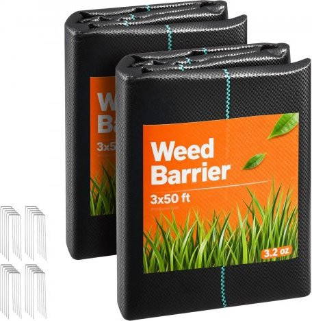VEVOR Unkrautvlies Set aus Polypropylen in Schwarz, 2er Pack, B: 0,9 m, L: 15,2 m, 90 g/m² - Bild 1