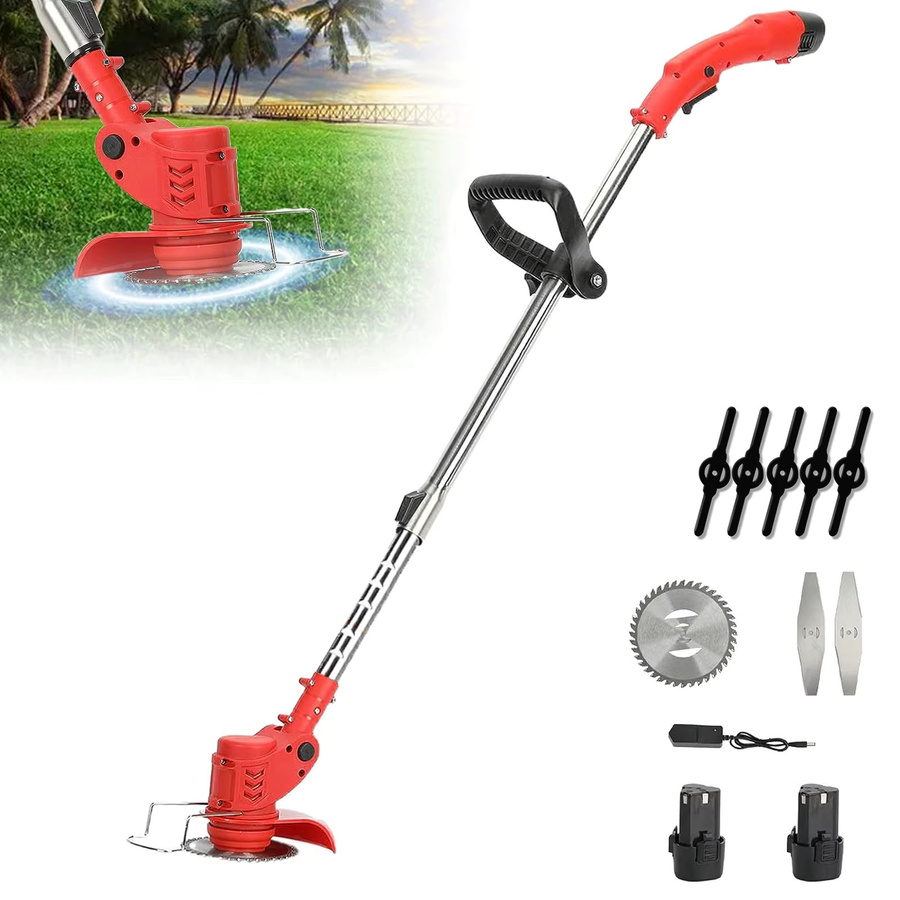 Betuyoo Elektrischer Rasenmäher Rot, 6-Zoll Bürstenloser Grasmäher mit 18000 U/min und 2 Akkus zur Kantenbearbeitung für Garten und Hof - Bild 2