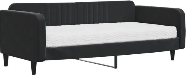 vidaXL Tagesbett mit Matratze aus Samt in Schwarz, B/T/H: 223 x 110 x 75 cm - Bild 1