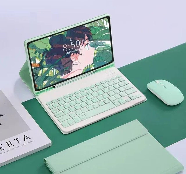 Apple iPad 11. Generation 11 Zoll Hülle mit Touch-Tastatur und Maus in Grün - Bild 1