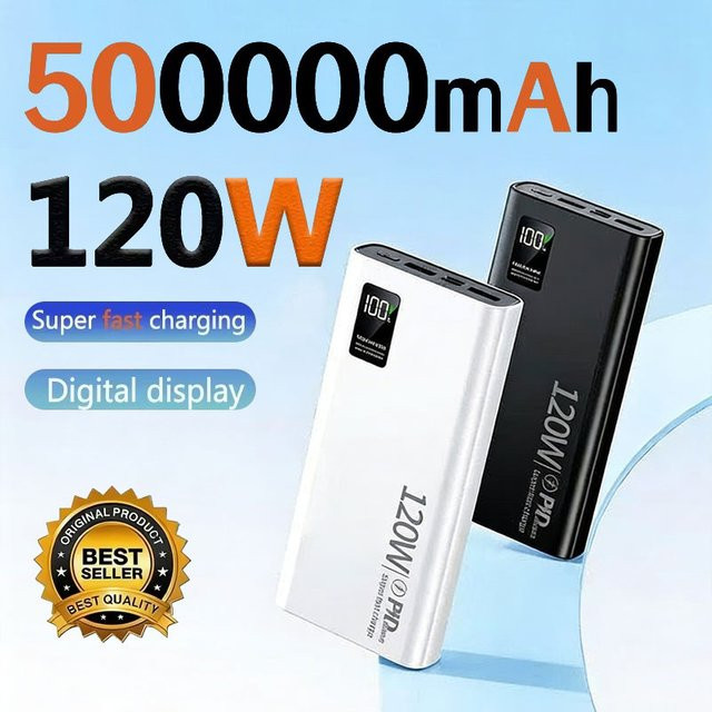 Power Bank mit 50000 mAh Kapazität und 120 W Superschnellladung in Schwarz - Bild 1