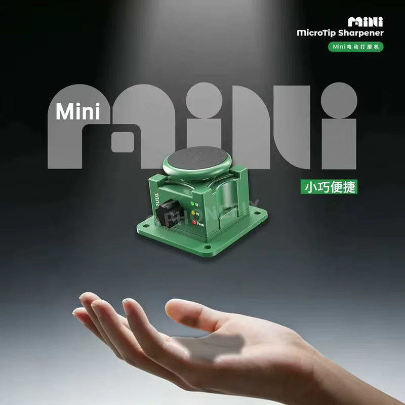 XMSJ 2UUL DA79 Mini MicroTip Schleifgerät in Grün mit Handpolierpad und Schleifblättern zur Präzisionsreparatur von Pinzetten-Spitzen - Bild 3