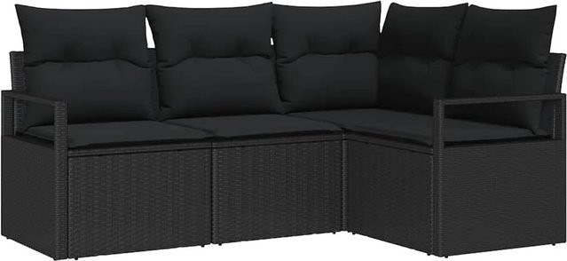 vidaXL L-Shape Sofa Set aus Poly-Rattan in Schwarz mit Kissen und integriertem Stauraum für Garten und Terrasse - Bild 1