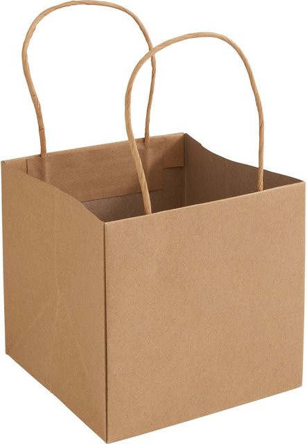 Wasserdichte quadratische Papier-Pflanztasche in Naturfarben und Braun - Bild 1