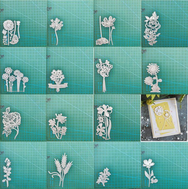 Metall-Schneidestempel Blume in Silber für Scrapbooking und DIY-Bastelarbeiten - Bild 1