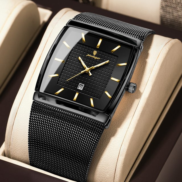 POEDAGAR Armbanduhr, Quarz, Edelstahl, Schwarz, Silber, Herren - Bild 1