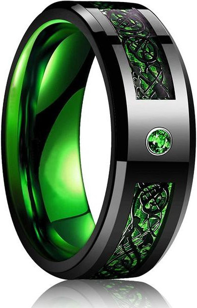 YIRAN Jewelry Ring Edelstahl, Schwarz, Zirkonia, Herren - Bild 1