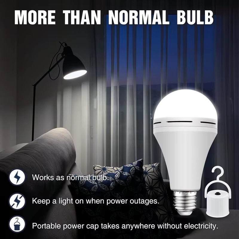 TLEDMP Notfall-LED-Lampe E27, wiederaufladbare und wasserdichte LED-Beleuchtung für Camping, Garten und Zuhause - Bild 2
