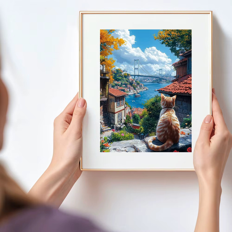 Huacan Diamond Painting Set mit Katzen, Gebäuden und Landschaft in Multicolour, B/H: 30,0 x 20,0 cm - Bild 3