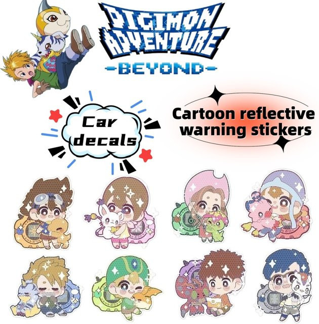 Bandai Digimon Agumon Reflektierender Warnsticker in Multicolor für Elektrofahrzeuge und Helme - Bild 1