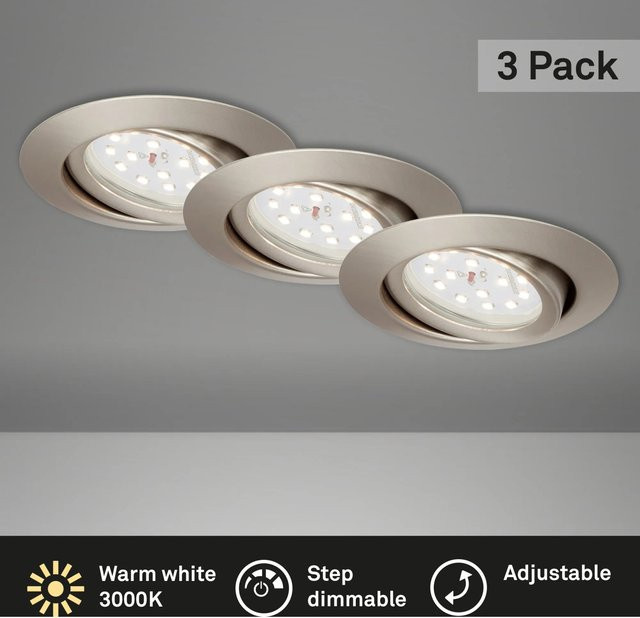 Briloner LED-Einbaustrahler rund in Nickel Matt mit warmweißem Licht und dimmbarer Funktion - Bild 1