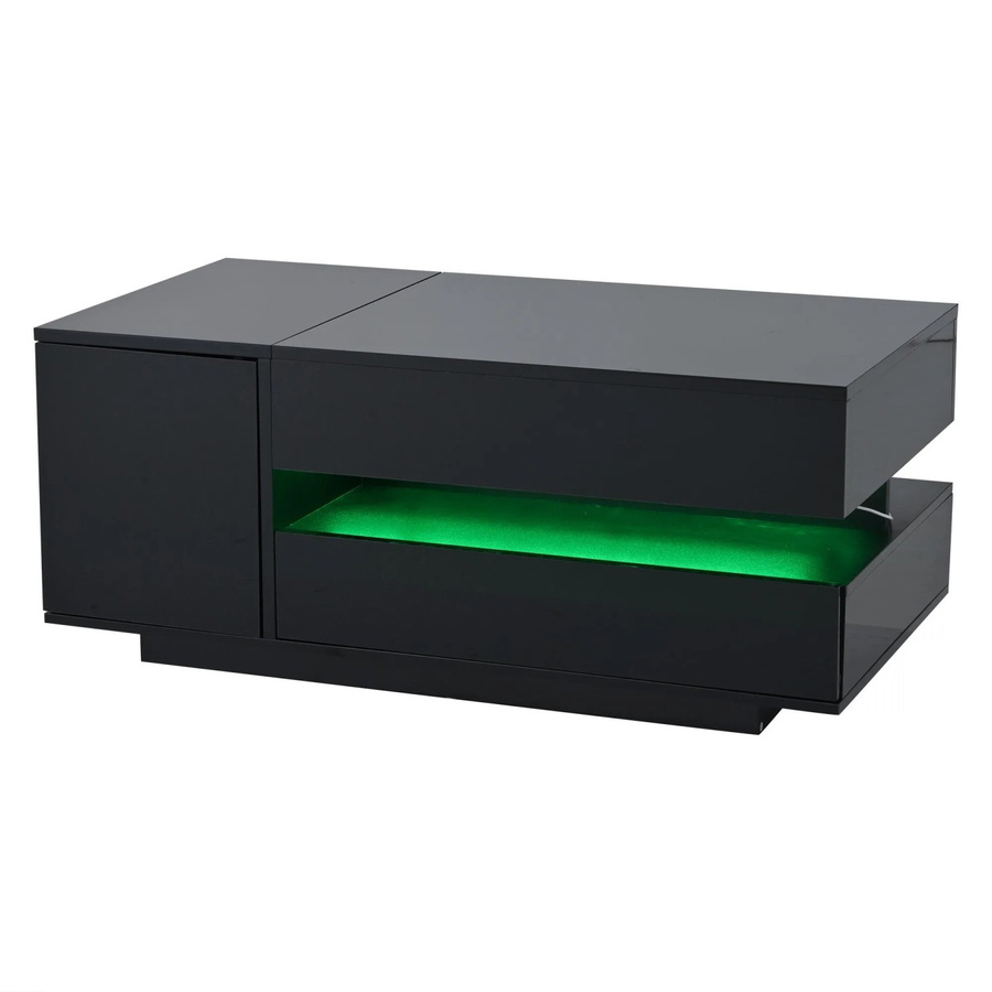 okwish Couchtisch mit anhebbarer Tischplatte, Schublade und Schrank in Schwarz, B: 95 cm, T: 50 cm, H: 34,5 cm - Bild 2