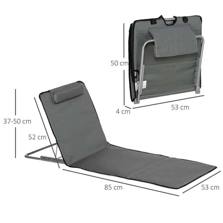 Outsunny Strandliege 2er Set grau aus Textilene und pulverbeschichtetem Stahl mit verstellbarer Rückenlehne, B/H/L: 53 x 35 x 124 cm - Bild 4