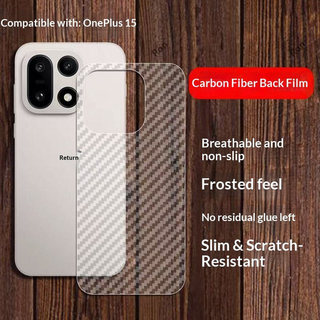 5 Stück Carbon Faser Schutzfolien für OnePlus 15, matte Rückseitenfolie, transparent - Bild 1