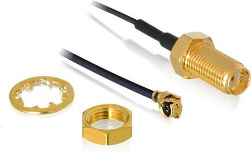 Delock WLAN-Antennen Anschlusskabel mit SMA-Buchse und IPEX-Stecker in Schwarz, Länge: 0,35 m - Bild 1