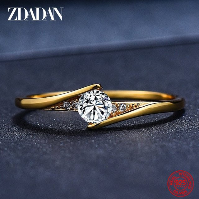ZDADAN Ring, 925 Silber, Gold, Zirkonia, Damen - Bild 1