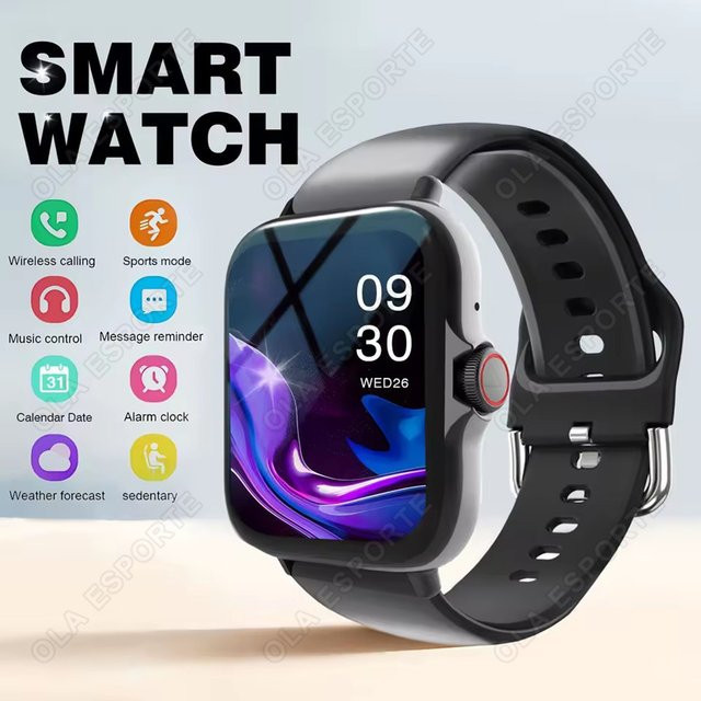Multifunktionale Smartwatch Ola Esporte HW12 mit Bluetooth-Telefonie, Musiksteuerung und Schlafüberwachung für Männer und Frauen in Schwarz oder Pink - Bild 1