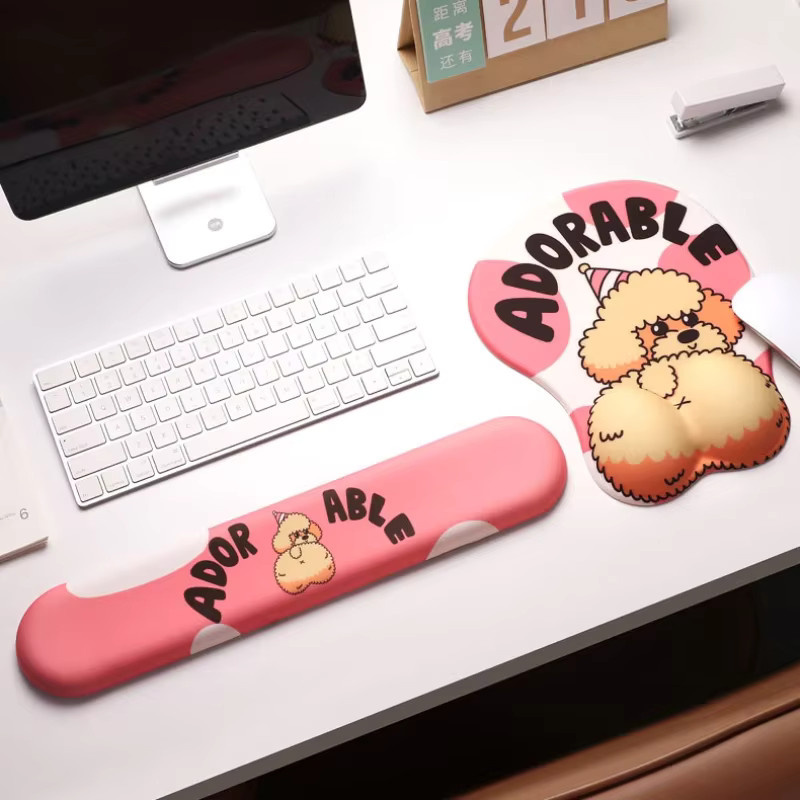 Kawaii Anime Mauspad mit Handballenauflage aus Gel-Silikon in Pink für Gaming und Büro - Bild 1