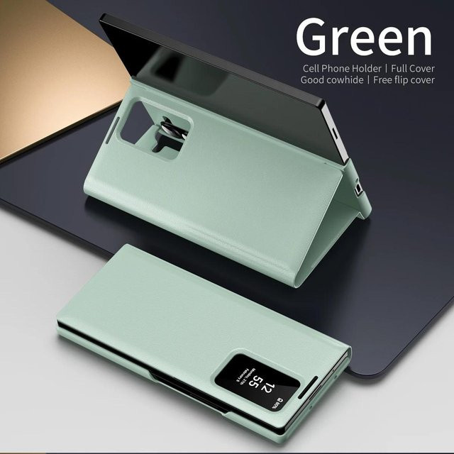 Original View Smart Window Wallet Lederhülle für Samsung Galaxy Z Fold 7 6 5 4 3 5G in Grün - Bild 1