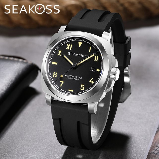 SEAKOSS Armbanduhr Automatik, Edelstahl, 40 mm, Herren, Schwarz - Bild 1