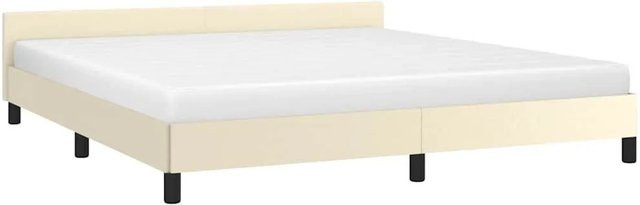 vidaXL Bettgestell mit Kopfteil aus Kunstleder in Creme, B/T/H: 180 x 200 x 207 cm - Bild 1