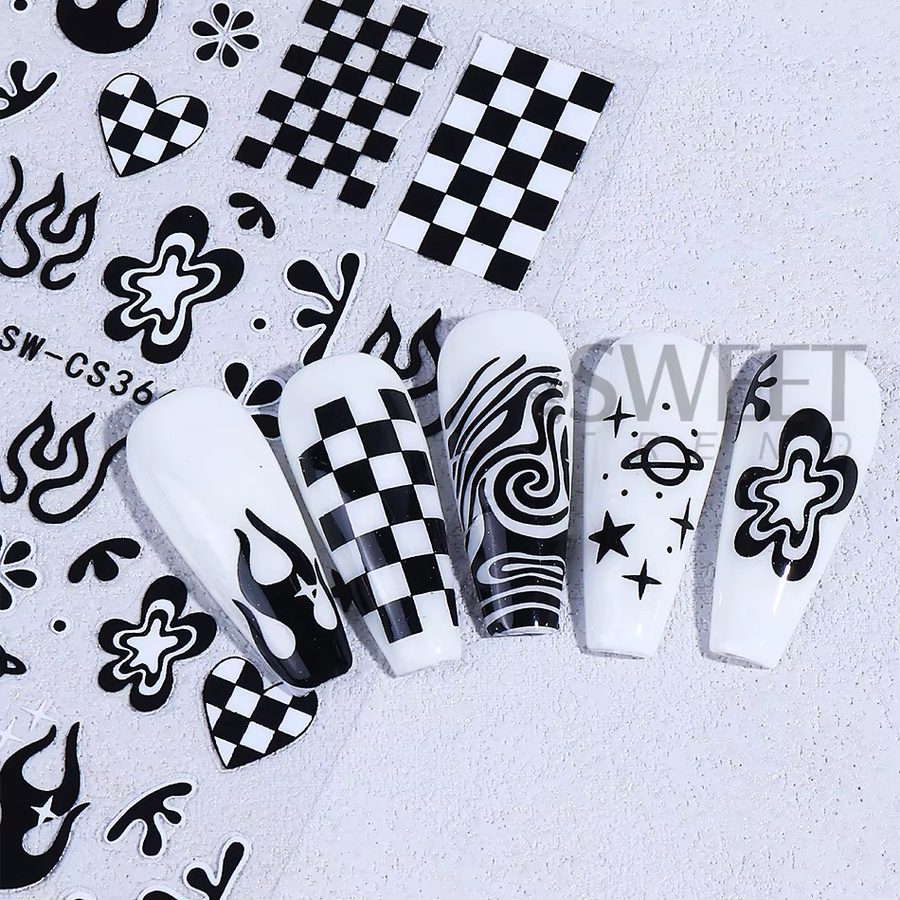 SWEET TREND Nagelaufkleber, Schwarz-Weiß, 2 Stück - Bild 6