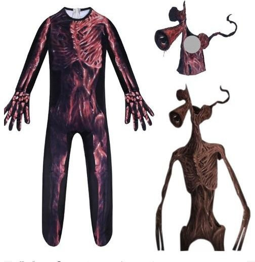 Siren Head Cosplay Kostüm mit Maske, Overalls, Schwarz - Bild 1