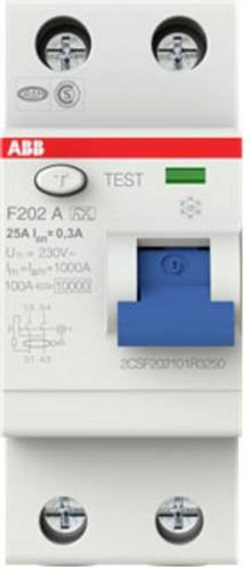 ABB FI-Schutzschalter F202 A-25/0,3 RCD 2-polig 25A 0,3A 230V in Weiß - Bild 2