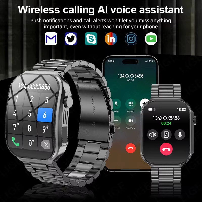 LIGE Smartwatch, Edelstahl, Schwarz, Damen - Bild 2
