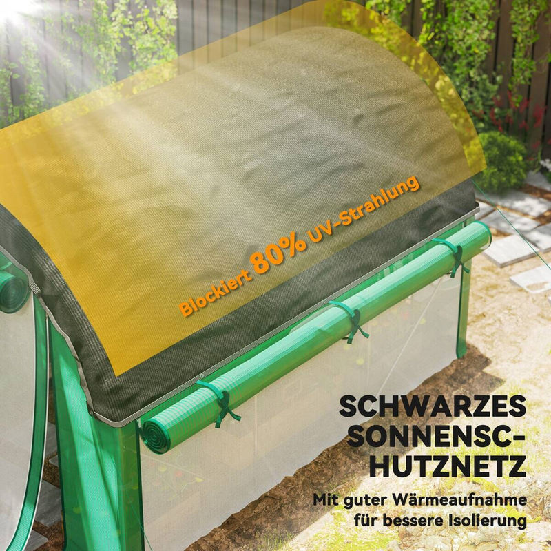 Outsunny Foliengewächshaus Grün mit 6 Fenstern und Rolltüren, UV-beständiger Folientunnel für Tomaten, B/H/L: 300 x 200 x 198 cm - Bild 4