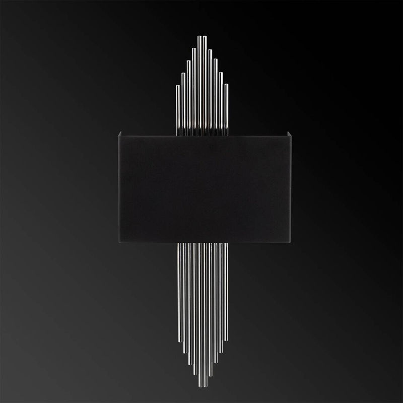 Opviq Wandleuchte Art-Déco aus Metall in Schwarz und Silber, B/H/L: 10 x 22 x 75 cm, E27 - Bild 3
