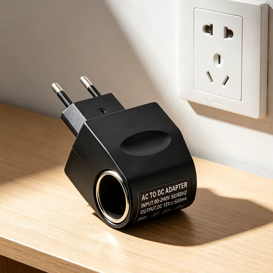 QXNY Universeller 220V AC zu 12V DC Auto-Stromadapter in Schwarz mit EU-Stecker und Zigarettenanzünder-Konverter - Bild 3