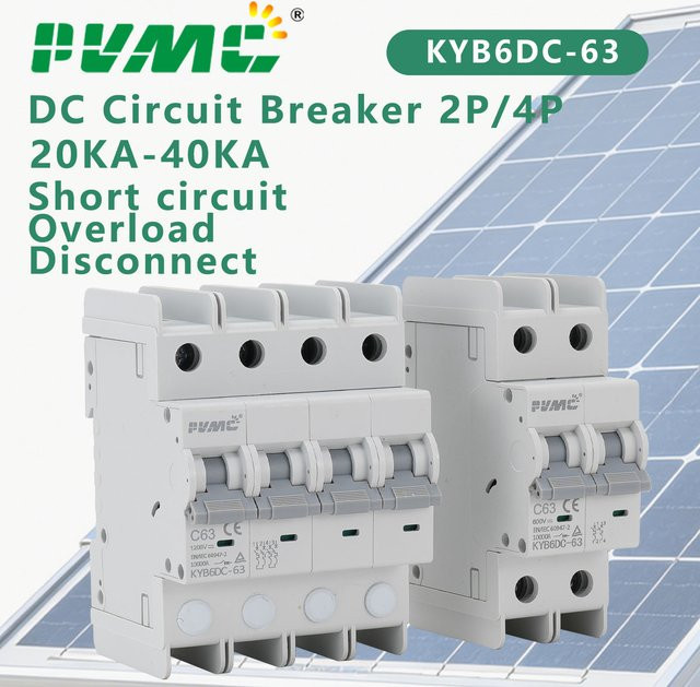 PV DC Mini-Leistungsschalter Set für Solar-Combiner-Box, 2x 2P 63A DC600V und 4P 63A DC1200V, 10kA Abschaltleistung, Farbe: Weiß - Bild 1