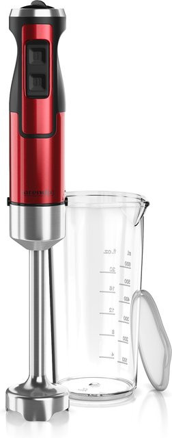 Arendo Stabmixer in Rot mit 1000 W Leistung, Edelstahl-Pürierstab und Becher sowie stufenloser Regelung - Bild 1