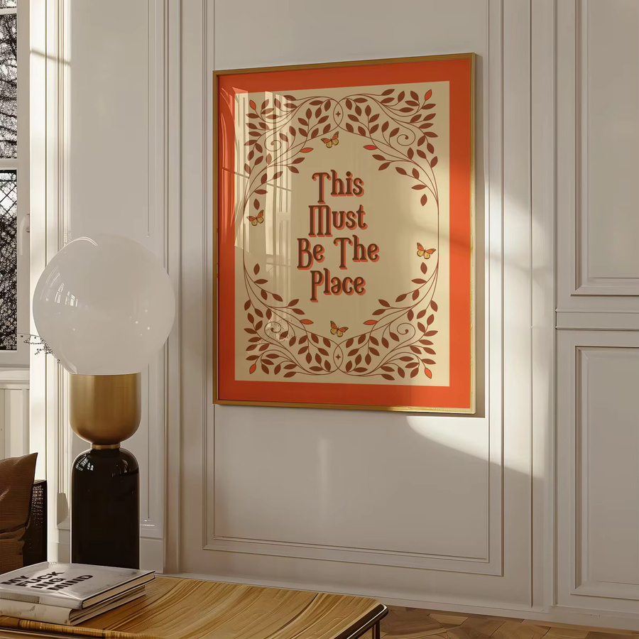 This Must Be The Place Retro Wandkunst von SHENCHEN als floraler Typografie-Druck im 70er-Jahre-Stil - Bild 3