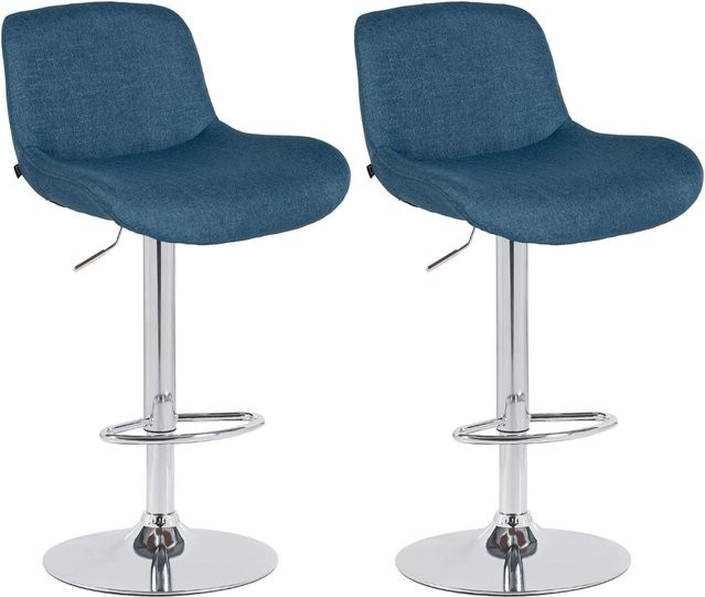 DELUKE 2er Set Barhocker PONOR in Blau mit Samtbezug, höhenverstellbar und drehbar, B/T/H: 50 x 50 x 85 cm - Bild 1