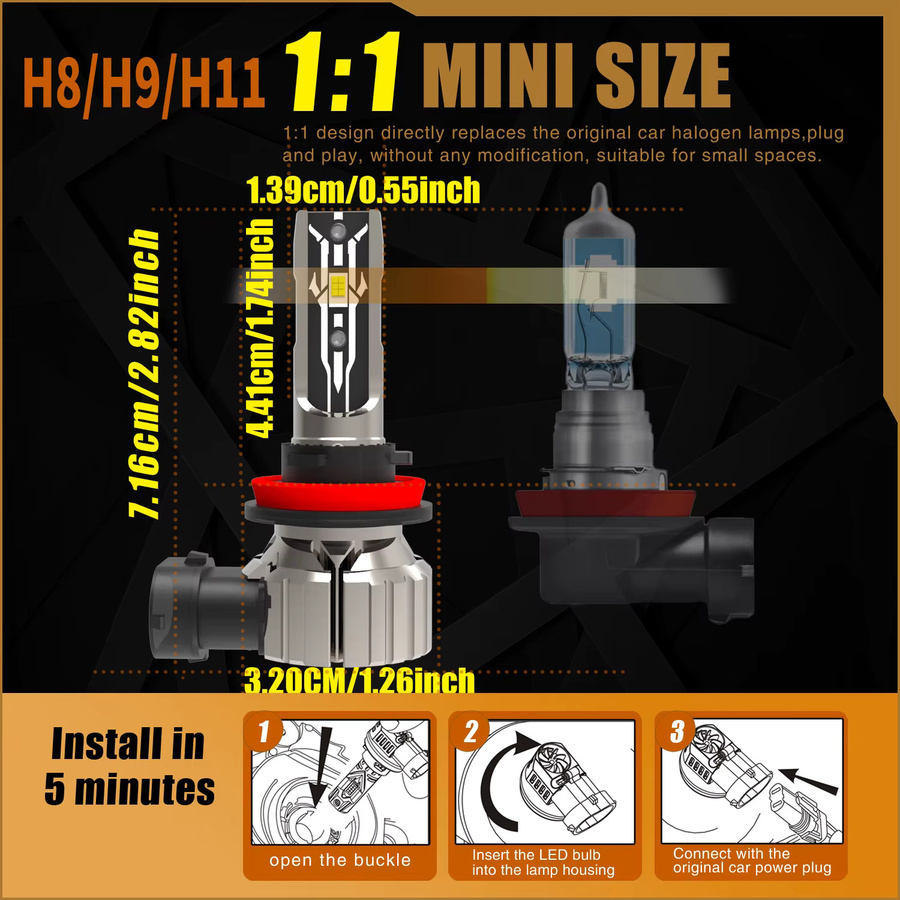 Neallor LED Nebelscheinwerfer Set H11 H8 H16 H9 Canbus 12V 55W in Silber für Renault Megane Clio Duster Master Captur Fluence - Bild 2