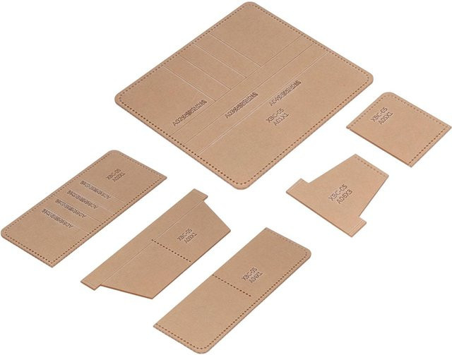 GoolRC 6er Set Acrylvorlagen für lange Geldbörsen in Transparent und Beige mit präzisen Schnittabständen für DIY-Projekte - Bild 1