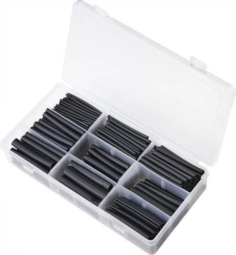 TRU COMPONENTS Schrumpfschlauchsortiment Schwarz mit 3:1 Schrumpfrate, 300 Stück - Bild 1